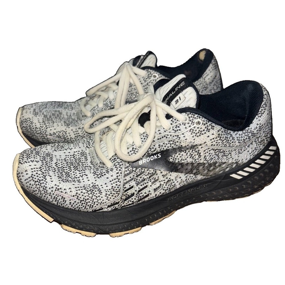 Brooks Adrenaline GTS 21 Women's Running Shoes Size 7.5 B White Grey Black Mesh